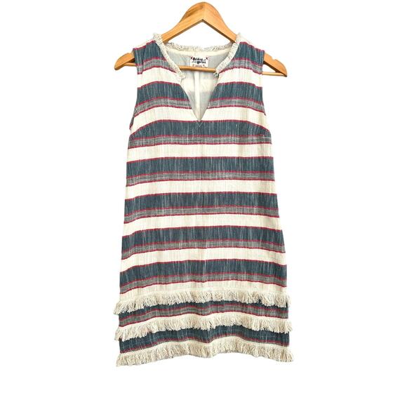 Holding Horses Anthropologie Women's Fringe Stripe Shift Dress Size 0 - Picture 2 of 9